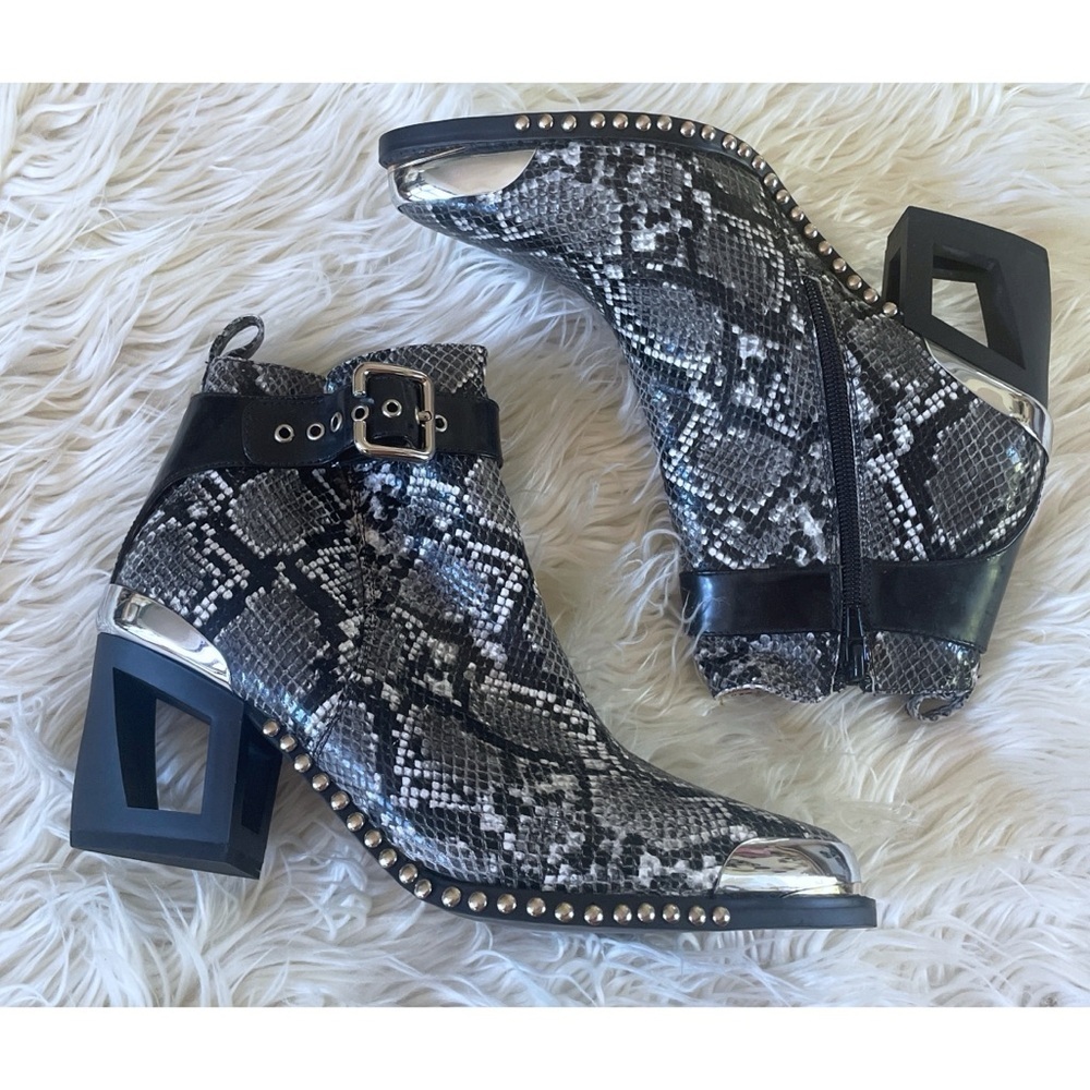 Jeffrey Campbell Verdant Studded Snakeskin Embossed Booties Ankle Boots 8.5​​​